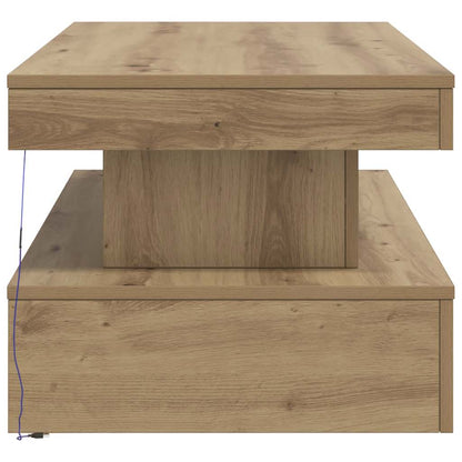 Coffee Table with LED Lights Artisian Oak 90x50x40 cm