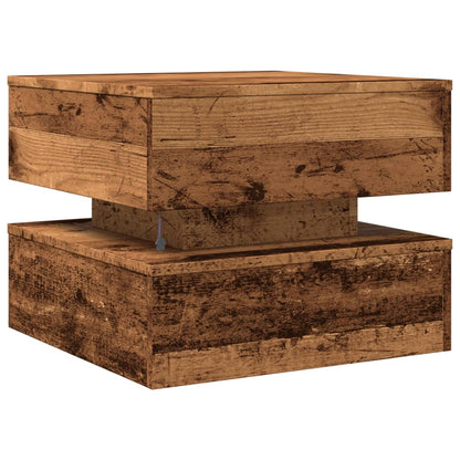 Coffee Table with LED Lights Old Wood 50x50x40 cm