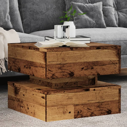 Coffee Table with LED Lights Old Wood 50x50x40 cm