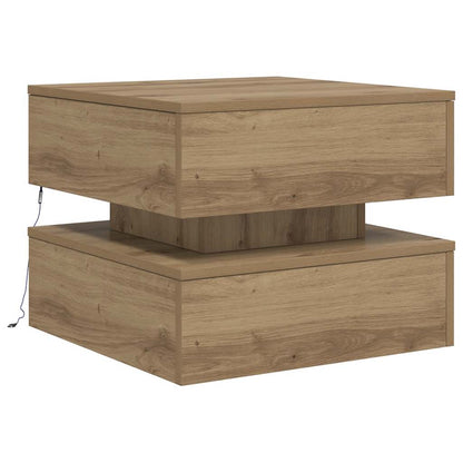 Coffee Table with LED Lights Artisian Oak 50x50x40 cm