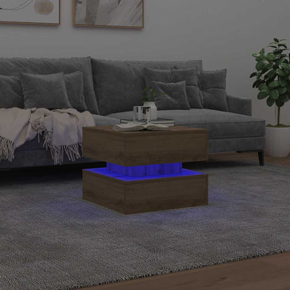 Coffee Table with LED Lights Artisian Oak 50x50x40 cm