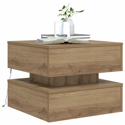 Coffee Table with LED Lights Artisian Oak 50x50x40 cm