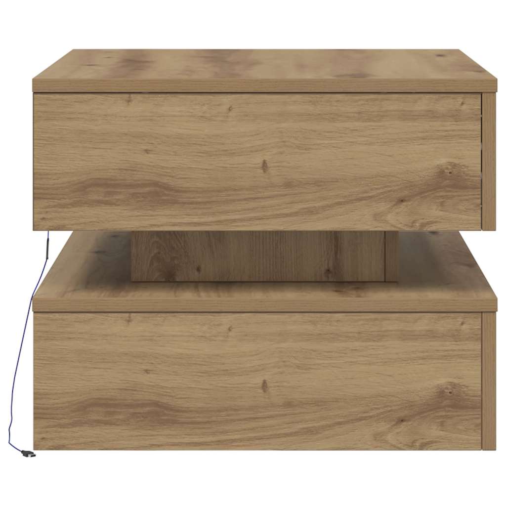 Coffee Table with LED Lights Artisian Oak 50x50x40 cm