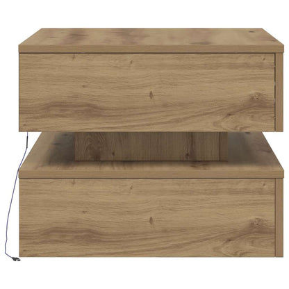 Coffee Table with LED Lights Artisian Oak 50x50x40 cm