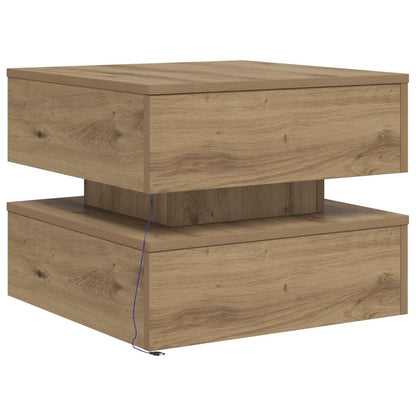 Coffee Table with LED Lights Artisian Oak 50x50x40 cm