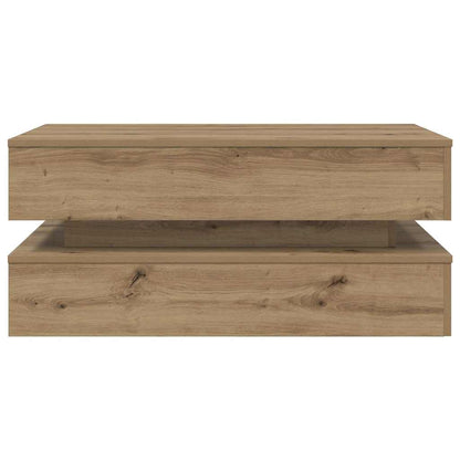 Coffee Table with LED Lights Artisian Oak 90x50x40 cm
