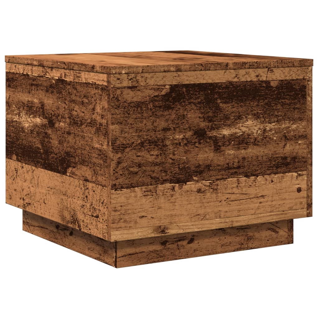 Coffee Table with LED Lights Old Wood 50x50x40 cm