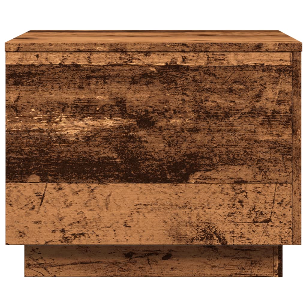 Coffee Table with LED Lights Old Wood 50x50x40 cm