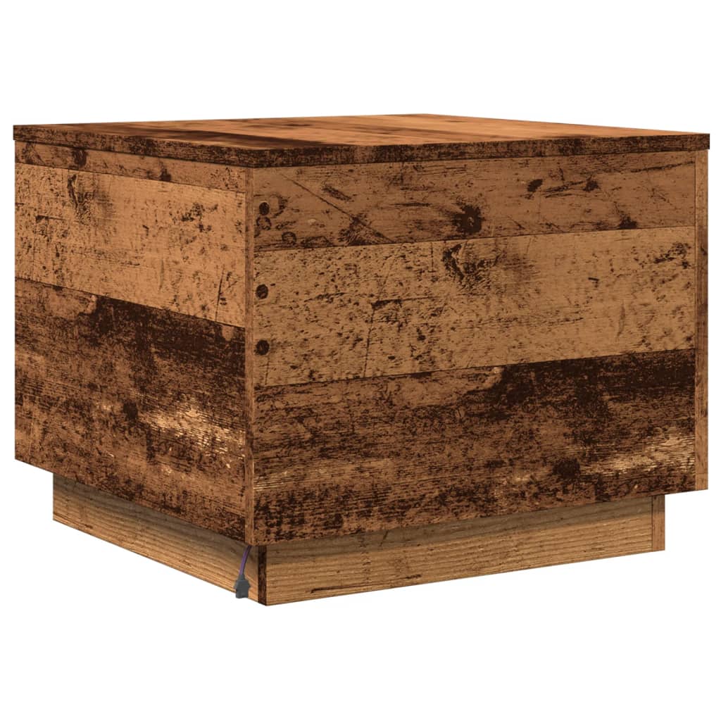 Coffee Table with LED Lights Old Wood 50x50x40 cm