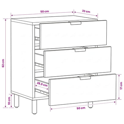 Bedside Cabinet Black 50x33x62 cm Engineered Wood