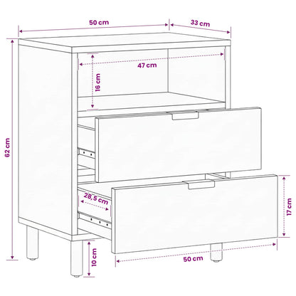 Bedside Cabinet Black 50x33x62 cm Engineered Wood