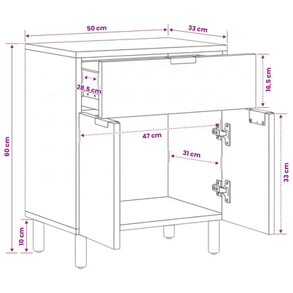 Bedside Cabinet Black 50x33x60 cm Engineered Wood