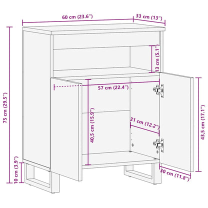 Sideboard Black 60x33x75 cm Solid Wood Mango