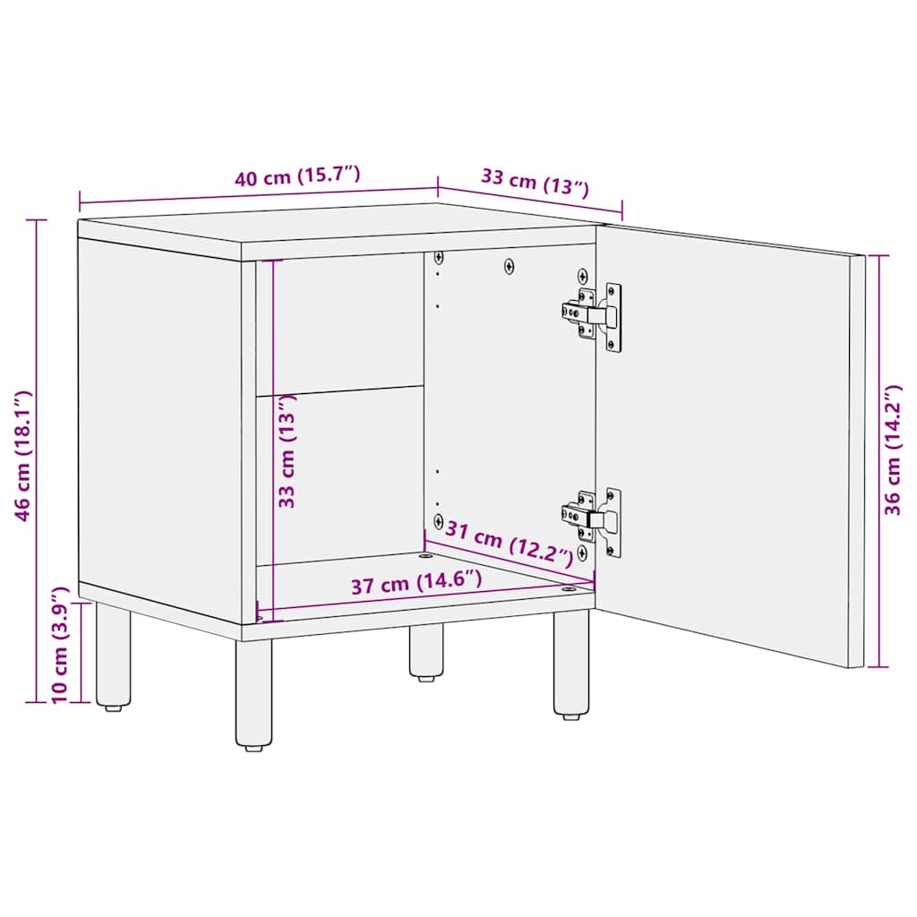 Bedside Cabinets 2 pcs Brown 40x33x46 cm Solid Wood Mango
