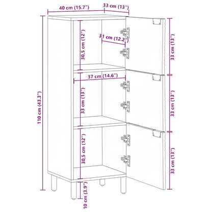 Highboard Brown 40x33x110 cm Solid Wood Mango