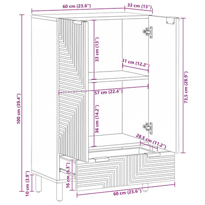 Highboard Brown 60x33x100 cm Solid Wood Mango