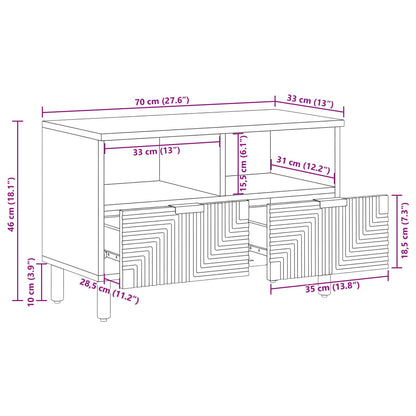 TV Cabinet 70x33x46 cm Solid Wood Acacia