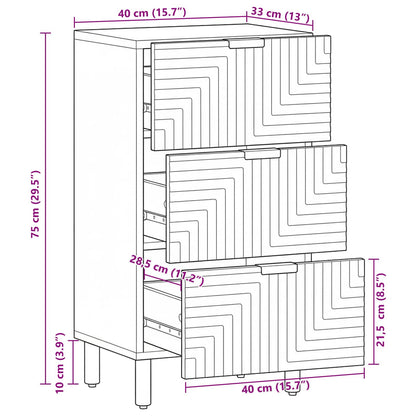 Sideboard Natural 40 x 33.5 x 75 cm Solid Acacia Wood
