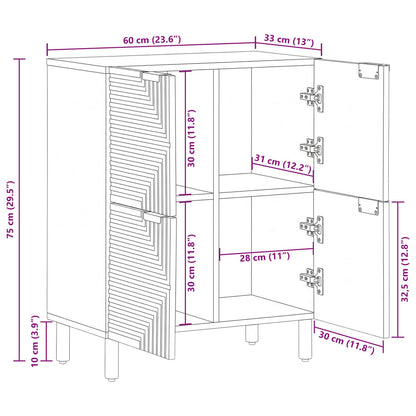 Sideboard with Shelf Brown 60 x 33 x 75 cm Solid Mango Wood