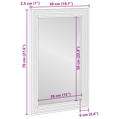 Bathroom Mirror Wall-mounted with Mirror Brown 70 x 50 x 2.5 cm