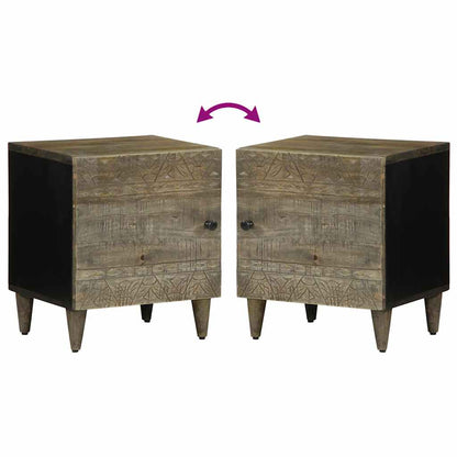Bedside Cabinets 2 pcs Light Grey 40x33x46 cm Solid Wood Mango
