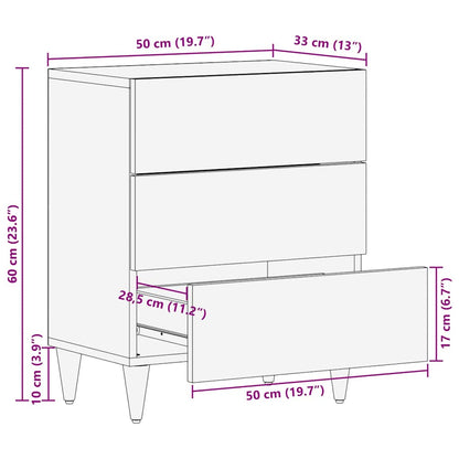 Bedside Cabinet Light Grey 50x33x60 cm Solid Wood Mango