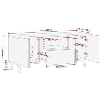 TV Cabinet Light Grey 105x33.5x46 cm Solid Wood Mango