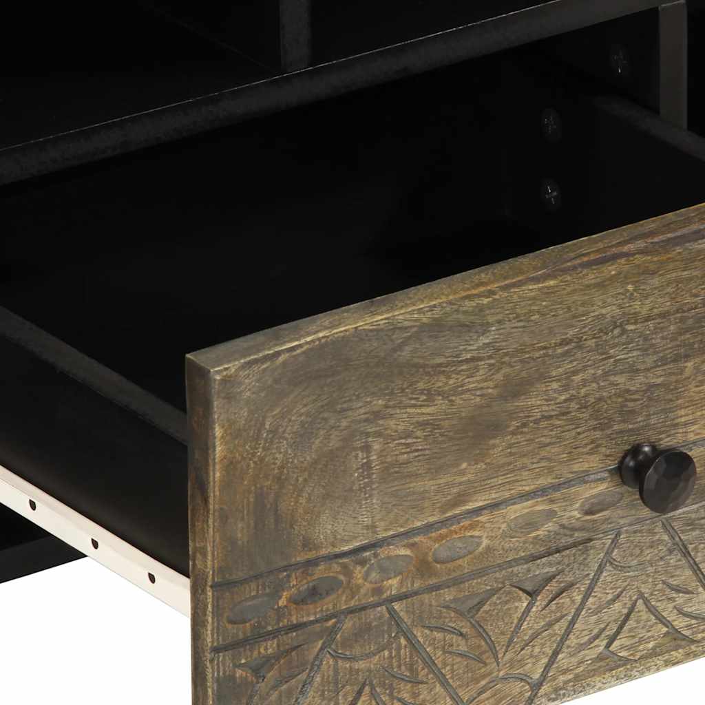 TV Cabinet Black 100x33x46 cm Solid Wood Mango