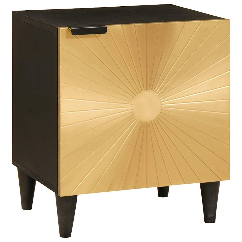 Bedside Cabinet Black and Gold 40 x 33 x 46 cm Engineered Wood