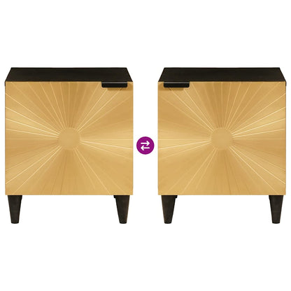 Bedside Cabinet 2 pcs Black and Gold 40 x 33 x 46 cm