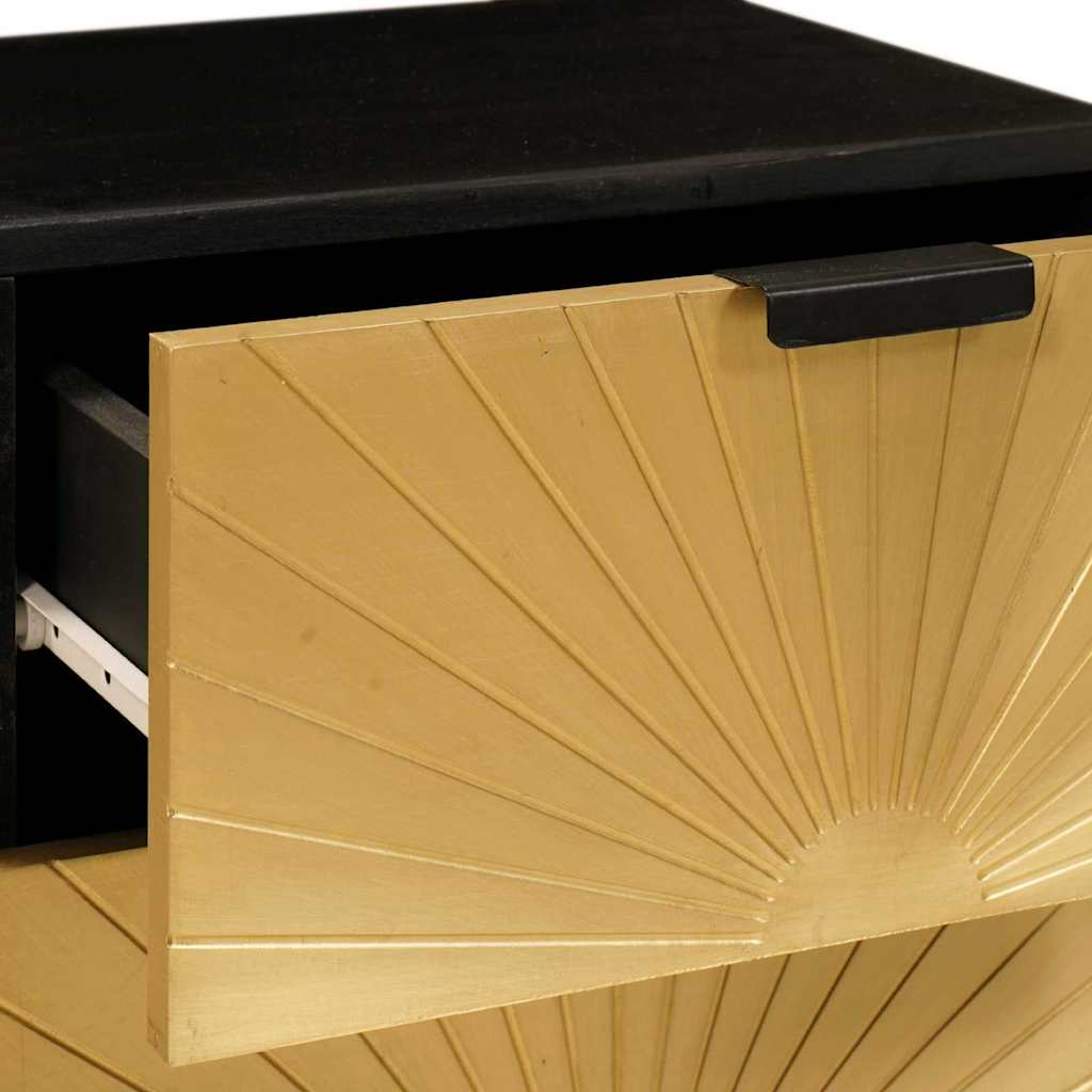 Bedside Cabinet Black and Gold 40 x 33 x 46 cm Engineered Wood