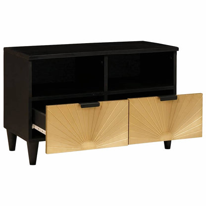 TV Cabinet Black and Gold 70 x 33 x 46 cm Engineered wood