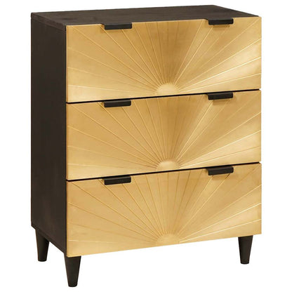Sideboard Black and Gold 60 x 33 x 75 cm Solid Mango Wood