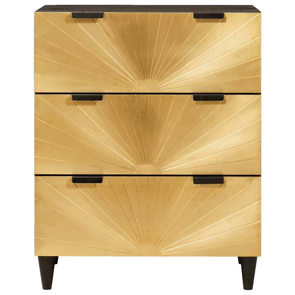 Sideboard Black and Gold 60 x 33 x 75 cm Solid Mango Wood