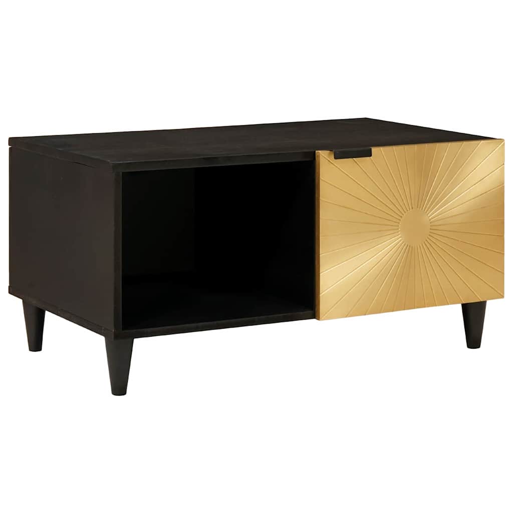 Coffee Table Black and Gold 80 x 50 x 40 cm Engineered Wood