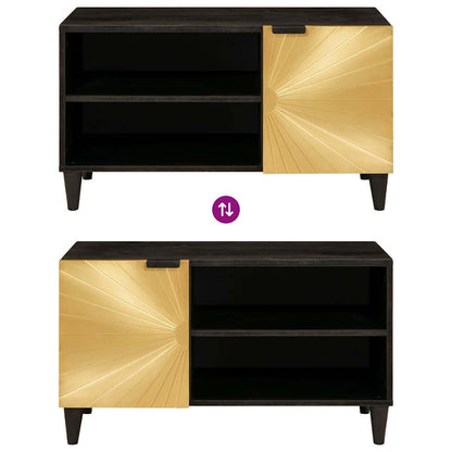 TV Cabinet Black and Gold 80 x 33 x 46 cm Engineered wood