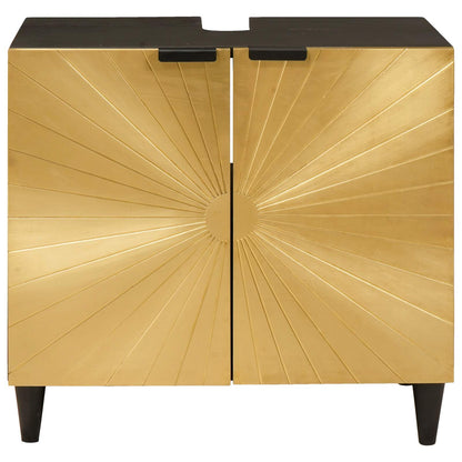 Sink cabinet Black and Gold 62 x 33 x 58 cm Solid Mango Wood