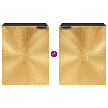 Bathroom Cabinet with Shelf Black and Gold 38 x 33 x 48 cm