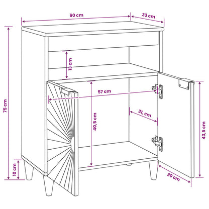 Sideboard Black and Gold 60 x 33 x 75 cm Solid Mango Wood