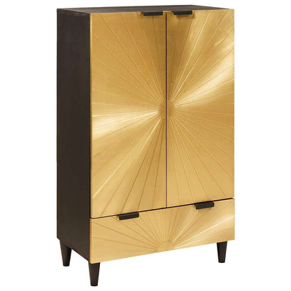 Side Cabinet Black and Gold 60 x 33.5 x 100 cm Solid Mango Wood