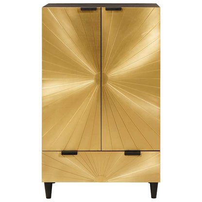 Side Cabinet Black and Gold 60 x 33.5 x 100 cm Solid Mango Wood
