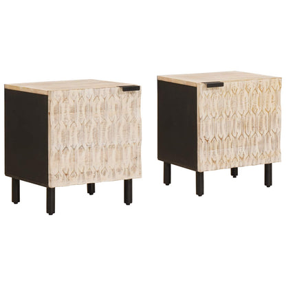 Bedside Cabinet 2 pcs White 40 x 33 x 46 cm Solid Mango Wood