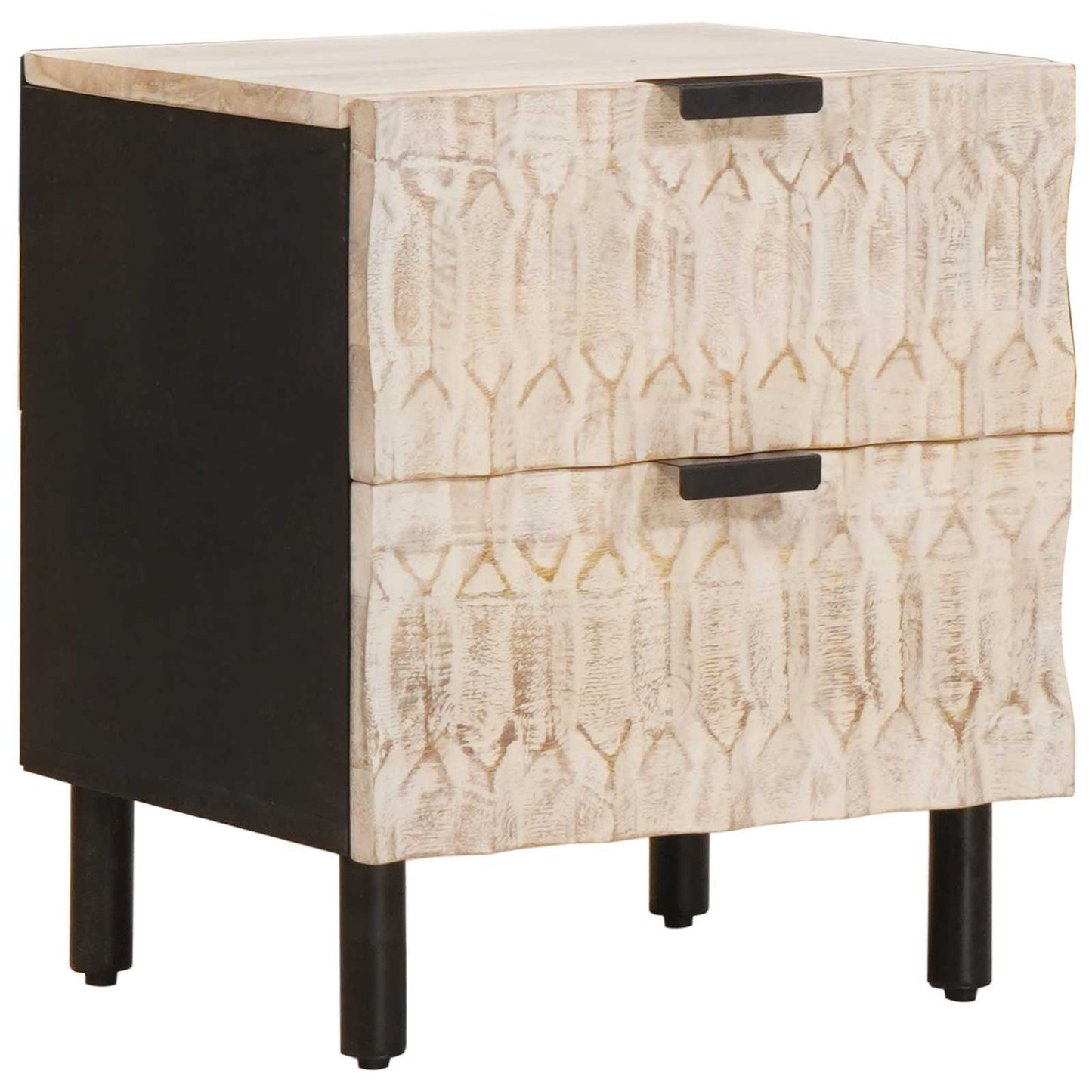 Bedside Cabinet White 40 x 33 x 46 cm Solid Mango Wood
