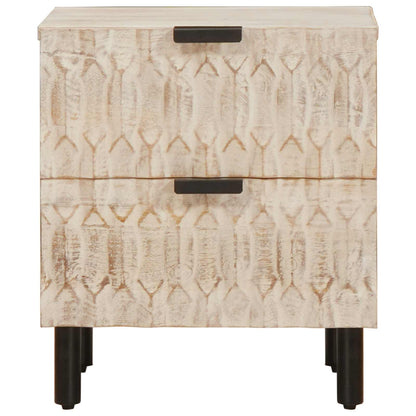 Bedside Cabinet White 40 x 33 x 46 cm Solid Mango Wood