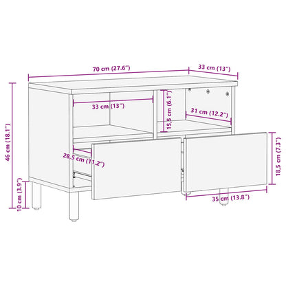 TV Cabinet White Wash Finish 70 x 33 x 46 cm Solid Mango Wood