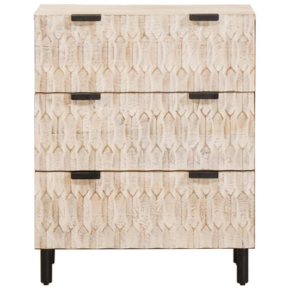 Sideboard White Wash Finish 60 x 33 x 75 cm Solid Mango Wood