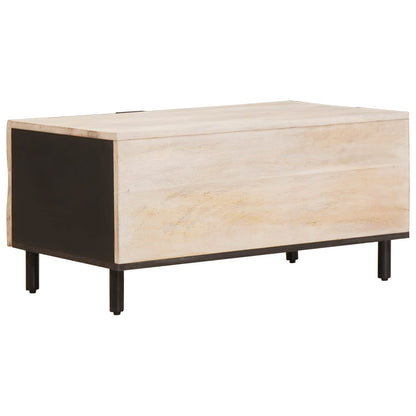 Coffee Table White 80 x 50 x 40 cm Solid Mango Wood