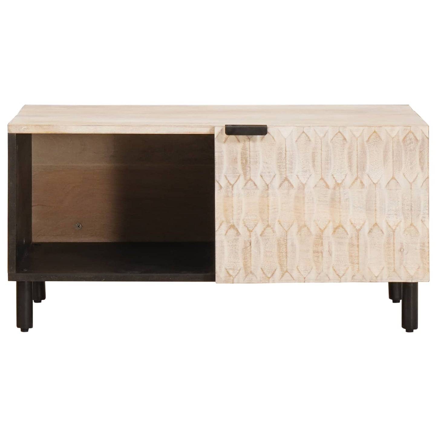 Coffee Table White 80 x 50 x 40 cm Solid Mango Wood