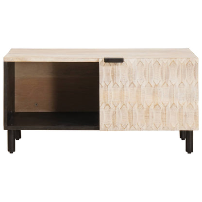 Coffee Table White 80 x 50 x 40 cm Solid Mango Wood