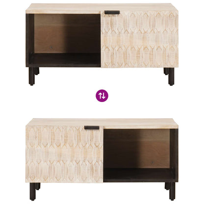 Coffee Table White 80 x 50 x 40 cm Solid Mango Wood